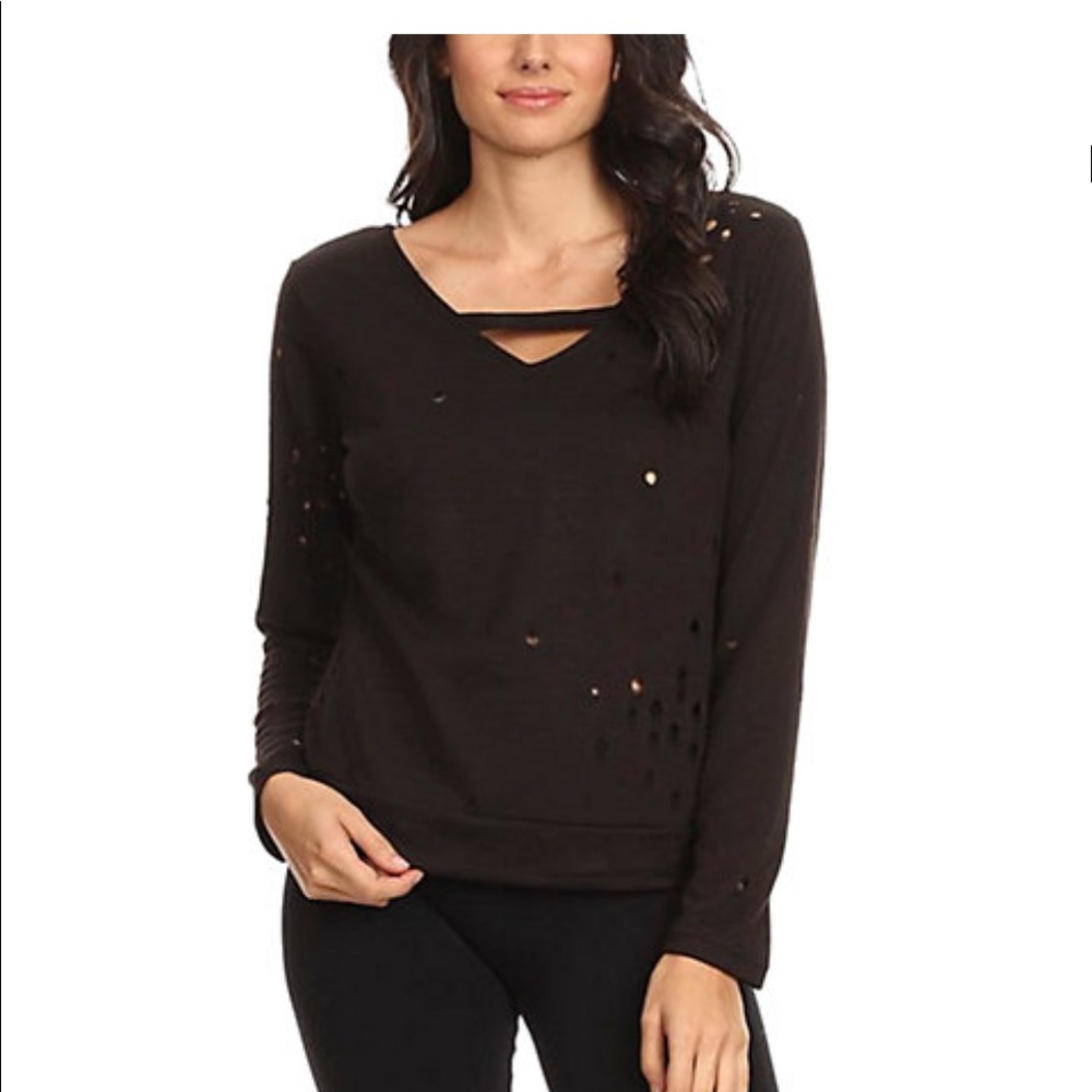 The Free Yoga Long Sleeve V Neck Solid Pullover Size S